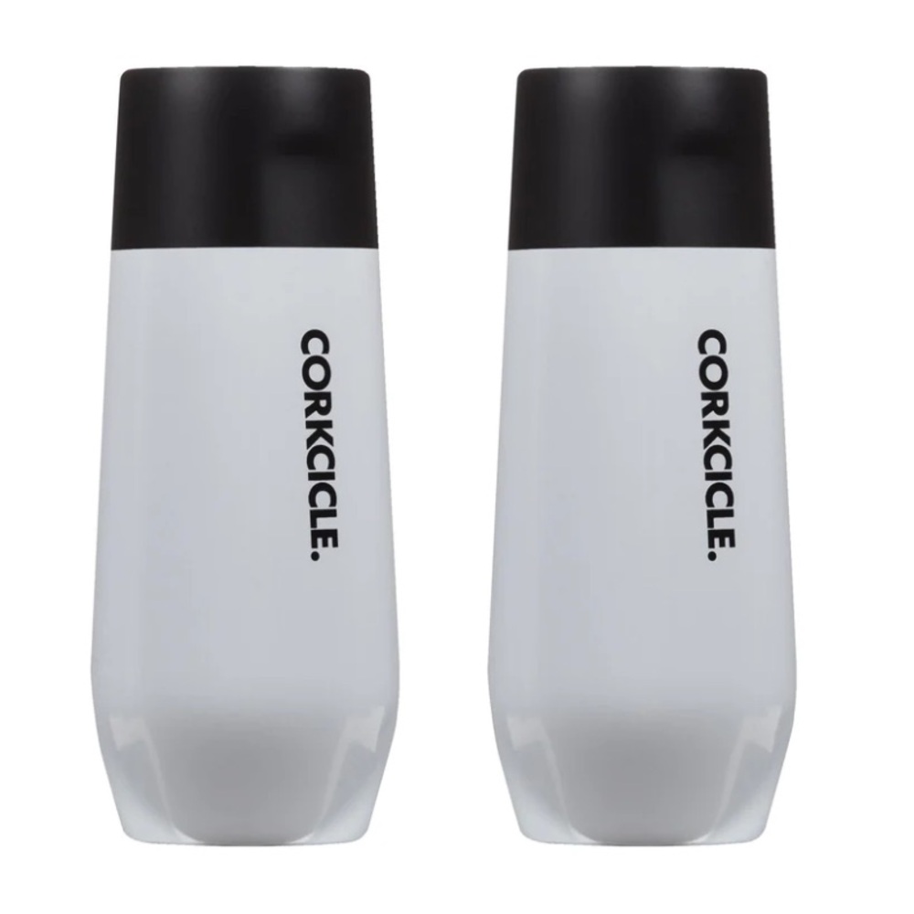 Corkcicle Black and White Stemless Flute Set- Matching Bucket Available